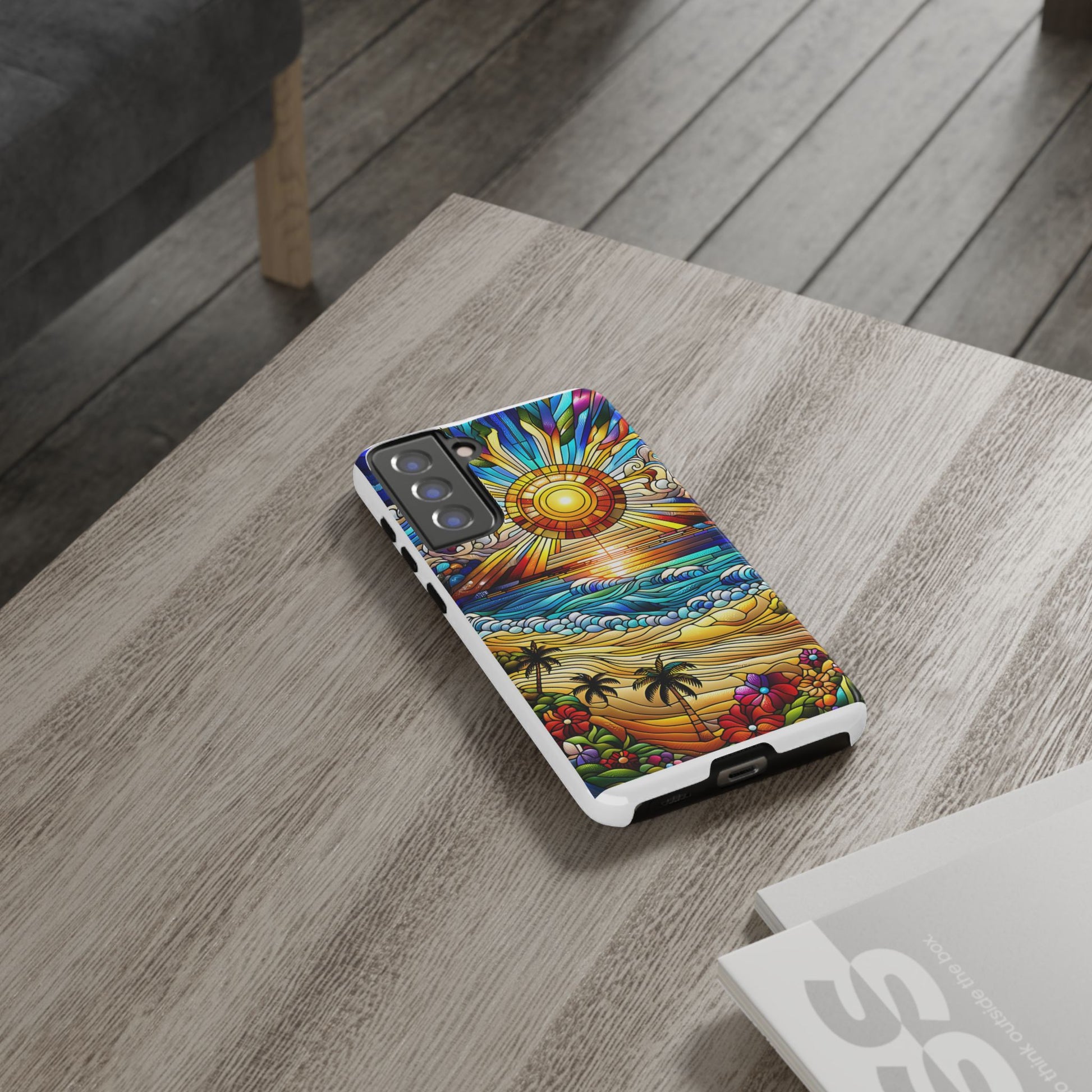 Stained Glass Tough Cases, Protective Phone Case, Nature Inspired Smartphone Cover, Beach Day Summer Accessories, Ocean Lover Gift