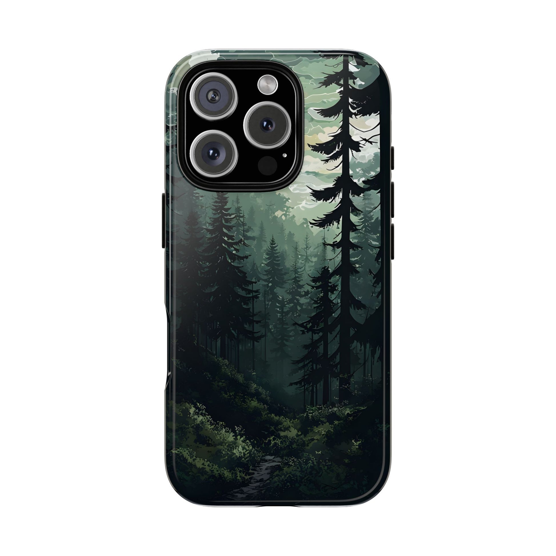 Phone Case, Serene Forest Landscape Digital Illustration Phone Case Cover, Tough Protective Cover, Unique Gift, Trendy