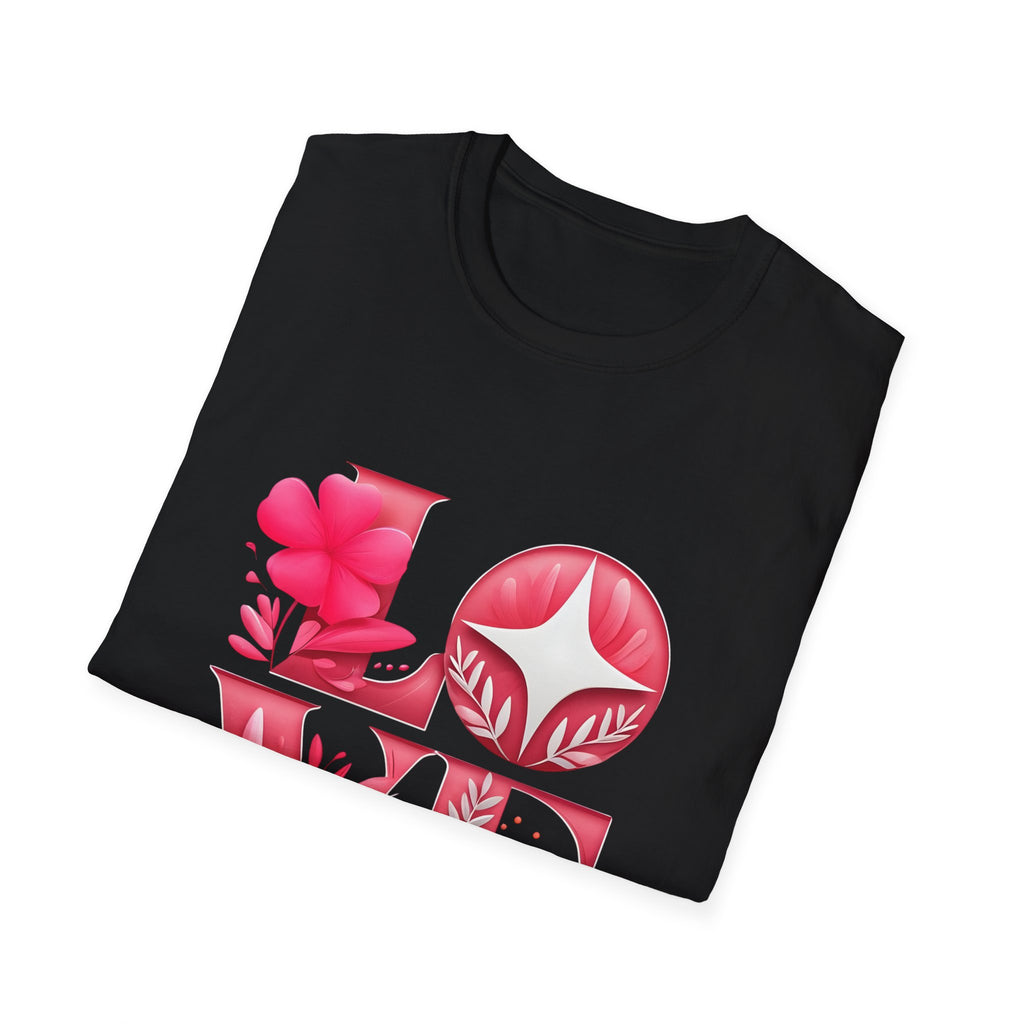 Love Typography Floral T-Shirt, Romantic Graphic Tee, Gift for Her, Valentine's Day Shirt, Spring Fashion Top