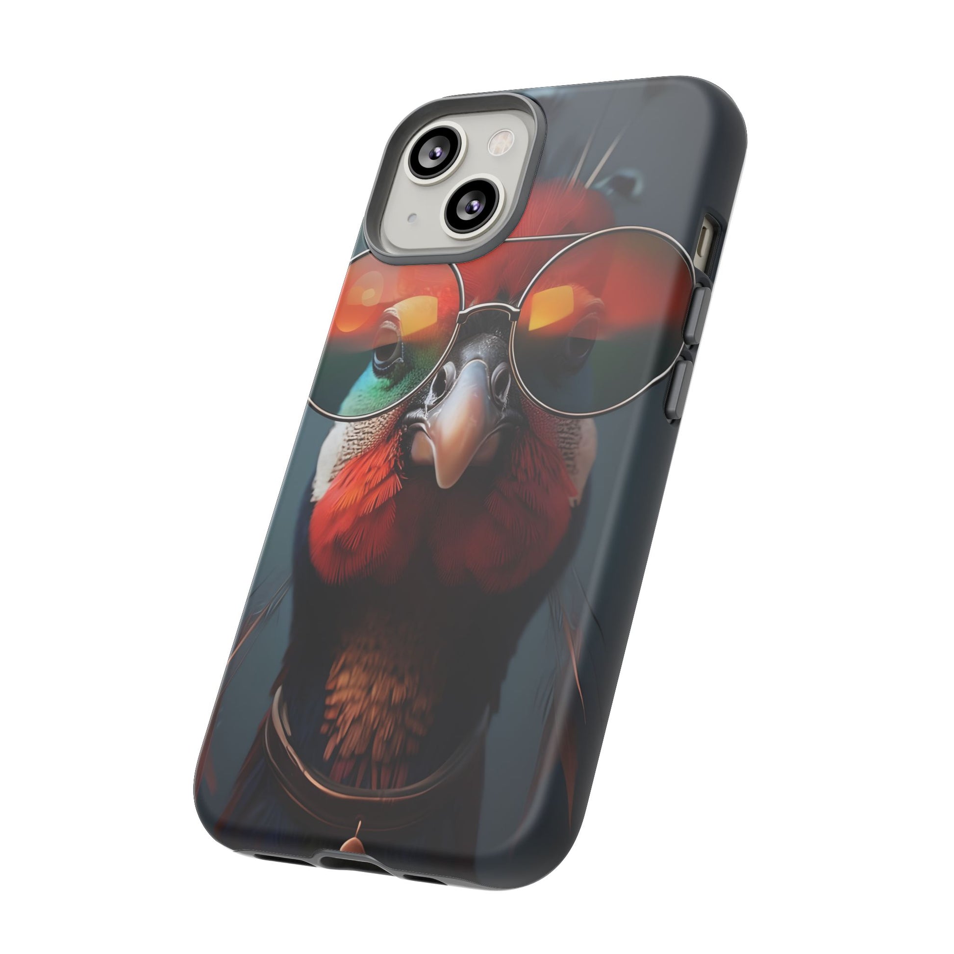 Phone Cases, Bright Exotic Bird in Cool Sunglasses, Protective Tough Cover, Tropical Animal Print, Unique Gift for Bird Lovers, Accessories