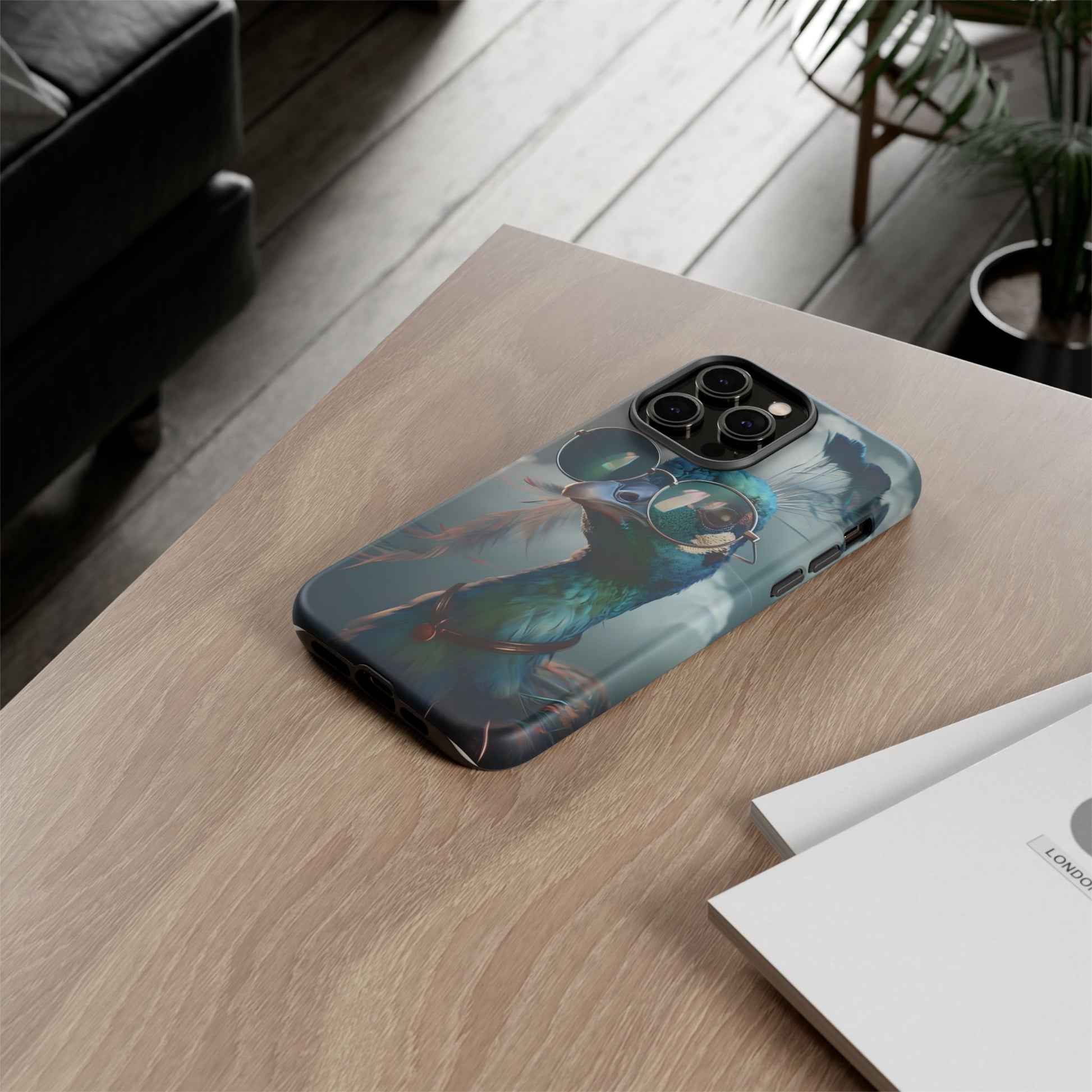 Phone Case, Peacock Design, Neon Lighting, Unique Gift, Hard Shell Cover, Protective Sleeve