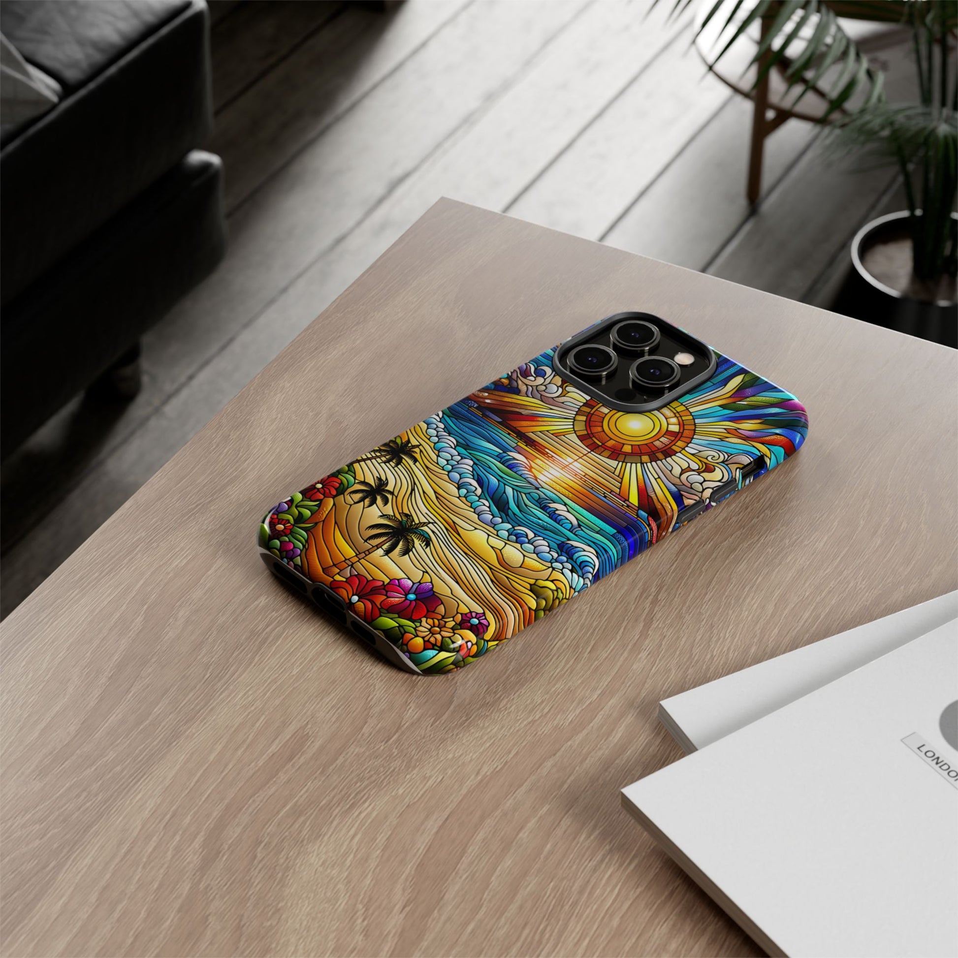Stained Glass Tough Cases, Protective Phone Case, Nature Inspired Smartphone Cover, Beach Day Summer Accessories, Ocean Lover Gift