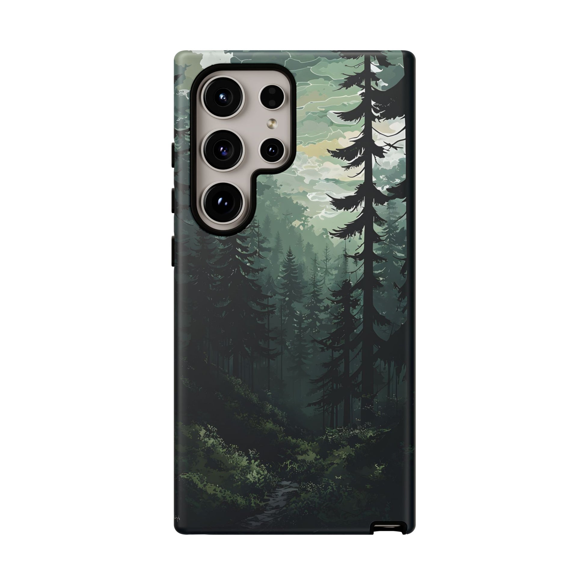 Phone Case, Serene Forest Landscape Digital Illustration Phone Case Cover, Tough Protective Cover, Unique Gift, Trendy