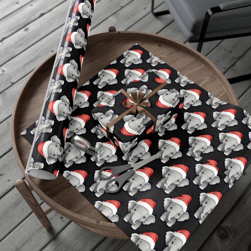 Gift Wrap Papers, Adorable Baby Elephants in Santa Hats - Cute Holiday Wrapping Paper, Christmas Gift Wrap, Festive Gift Wrap Sheets,