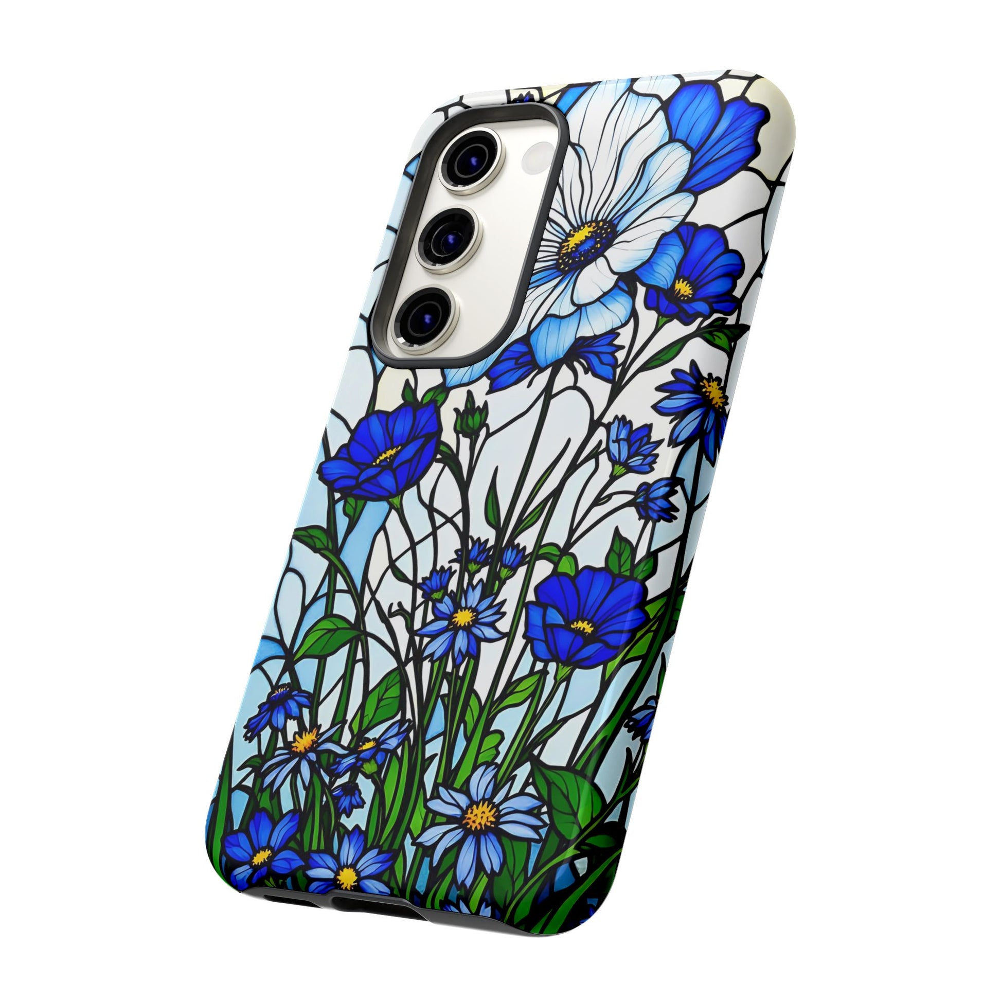 Botanical Stained Glass Tough Case - Floral Phone Cover, Protective Phone Case, Flower Pattern Phone Shell, Nature Inspired Smartphone Case,