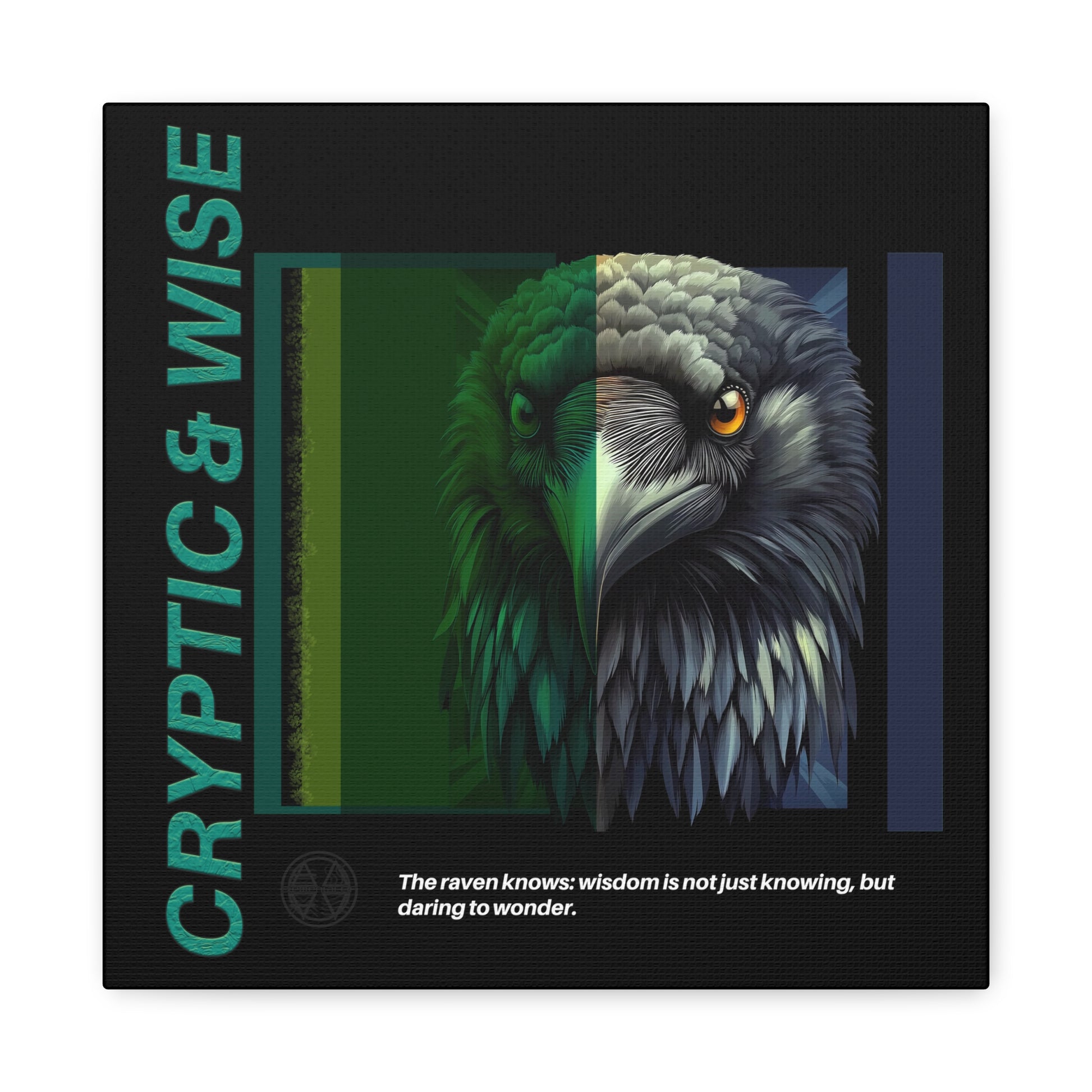 Canvas Art, Cryptic & Wise Wall Decor, Inspirational Raven, Motivational Home Decor, Nature-Themed Gift, Abstract Animal Artwork, Wildlife,