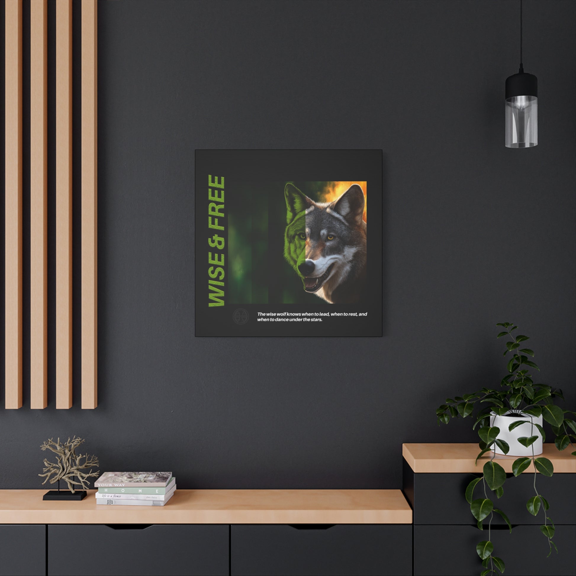 Canvas Art, Wise & Free Wall Decor, Inspirational Wolf, Motivational Home Decor, Nature-Themed Gift