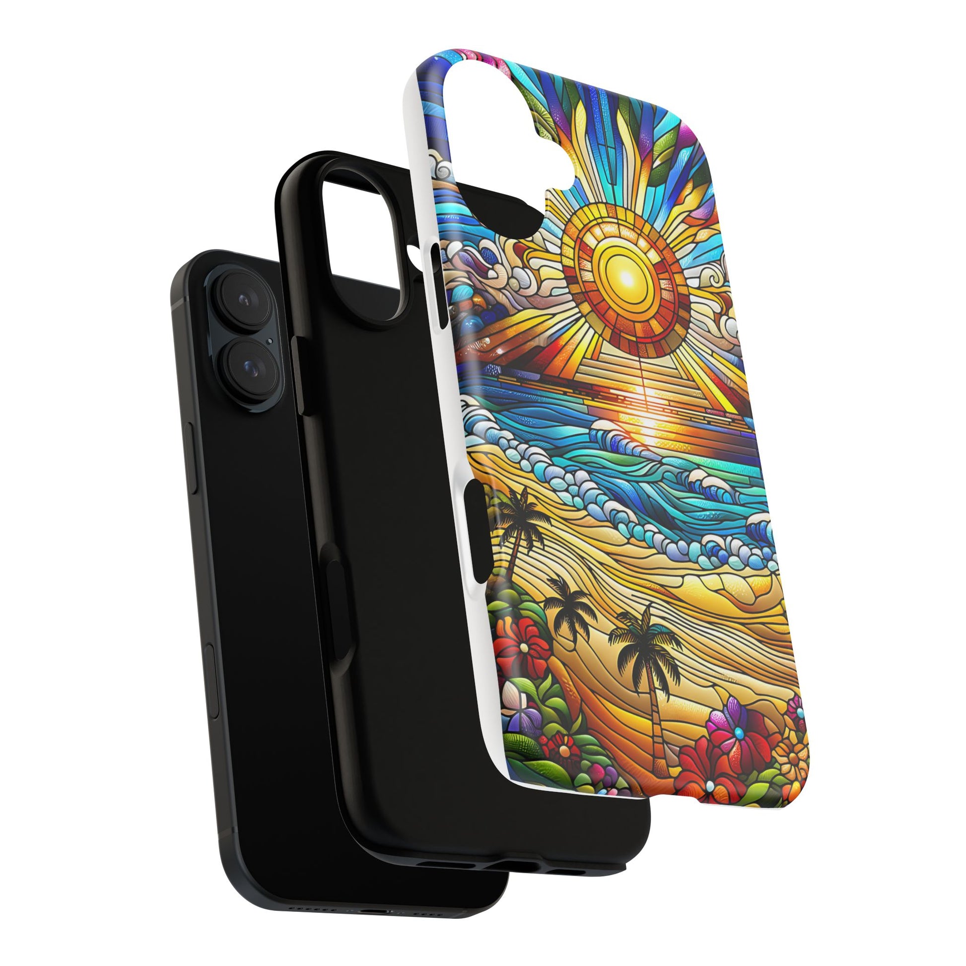 Stained Glass Tough Cases, Protective Phone Case, Nature Inspired Smartphone Cover, Beach Day Summer Accessories, Ocean Lover Gift