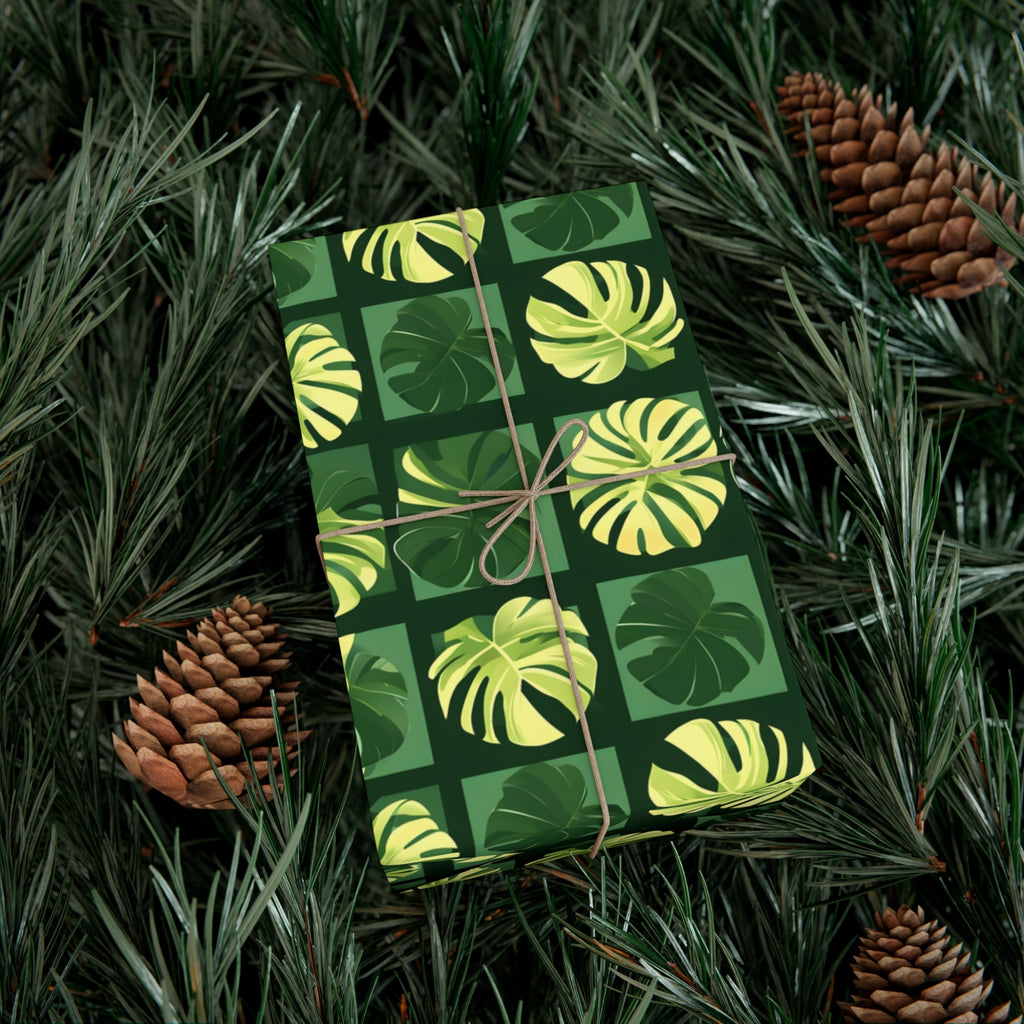 Wrapping Paper, Vibrant Tropical Botanical Pattern With Monstera Leaves - Gift Wrap Rolls, Eco-Friendly Gift Wrap, Holiday Season Wrapping
