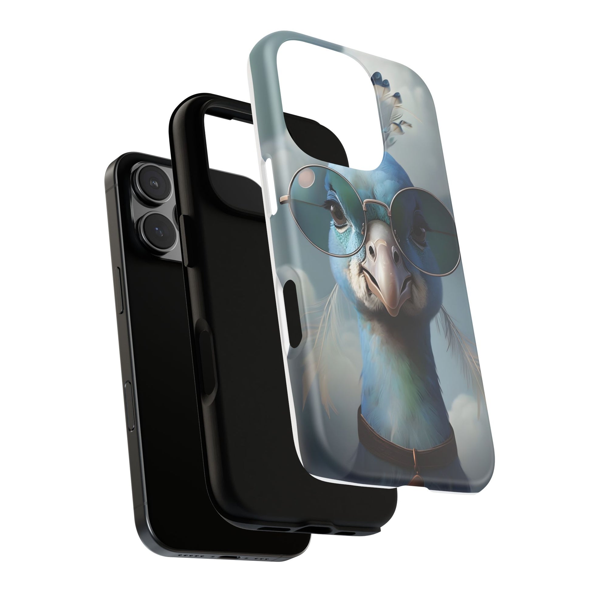 Phone Case, Glamorous Peacock Wearing Sunglasses - Protective Cover, Unique Gift, Trendy Accessories, Animal Lover, Fashionable Mobile Shell