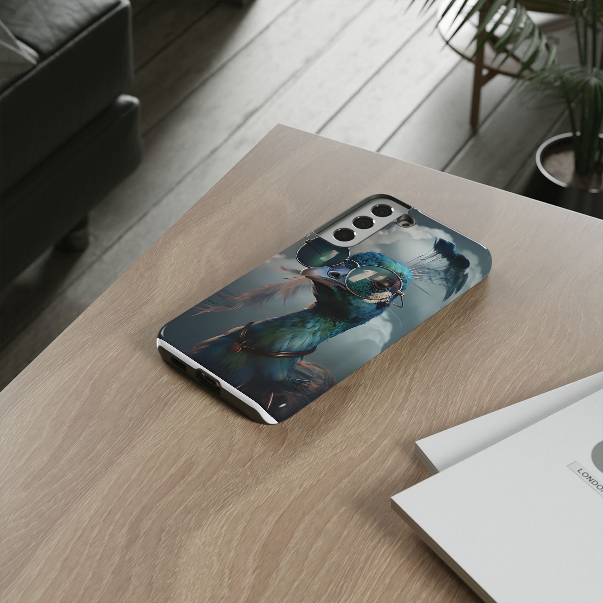 Phone Case, Peacock Design, Neon Lighting, Unique Gift, Hard Shell Cover, Protective Sleeve