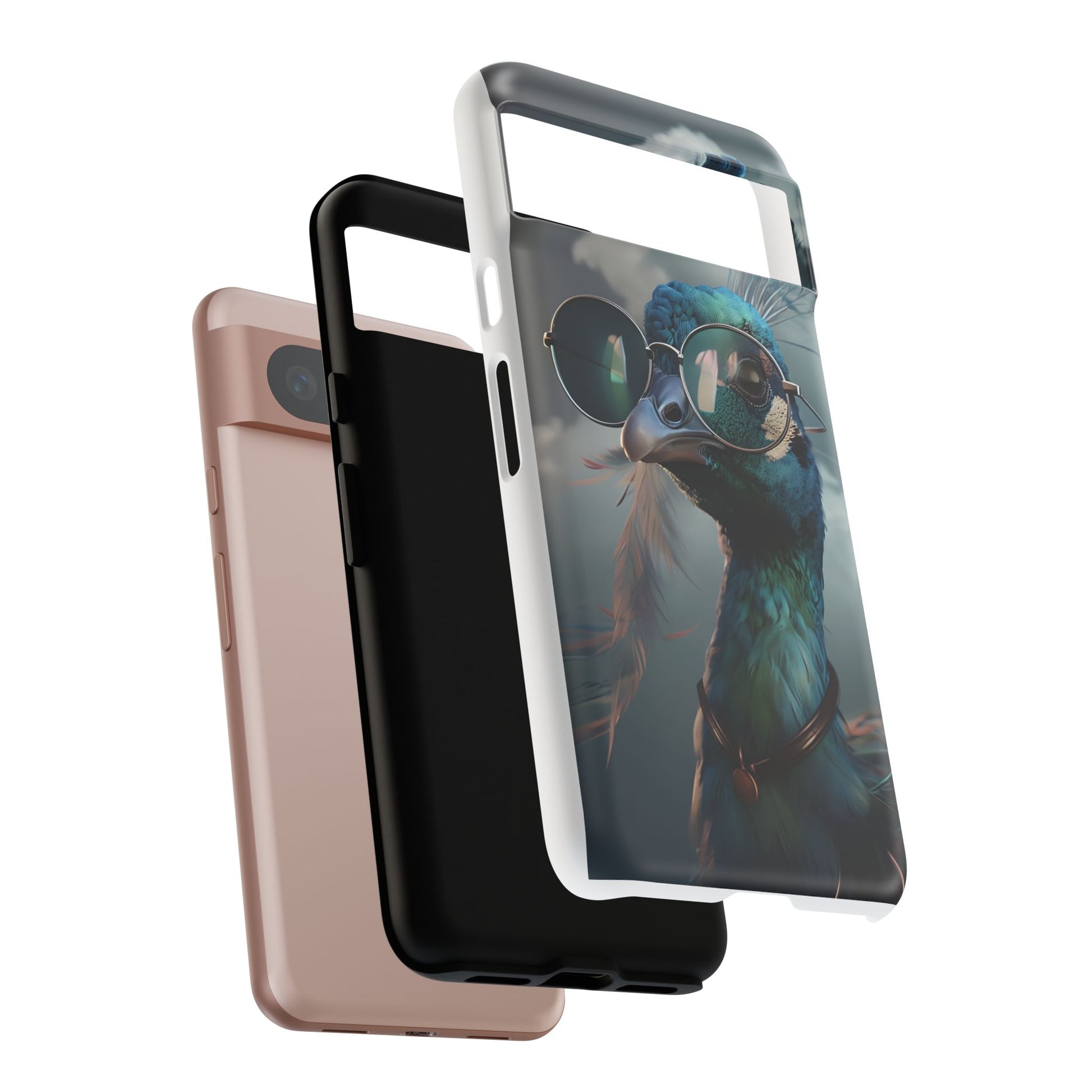 Phone Case, Peacock Design, Neon Lighting, Unique Gift, Hard Shell Cover, Protective Sleeve