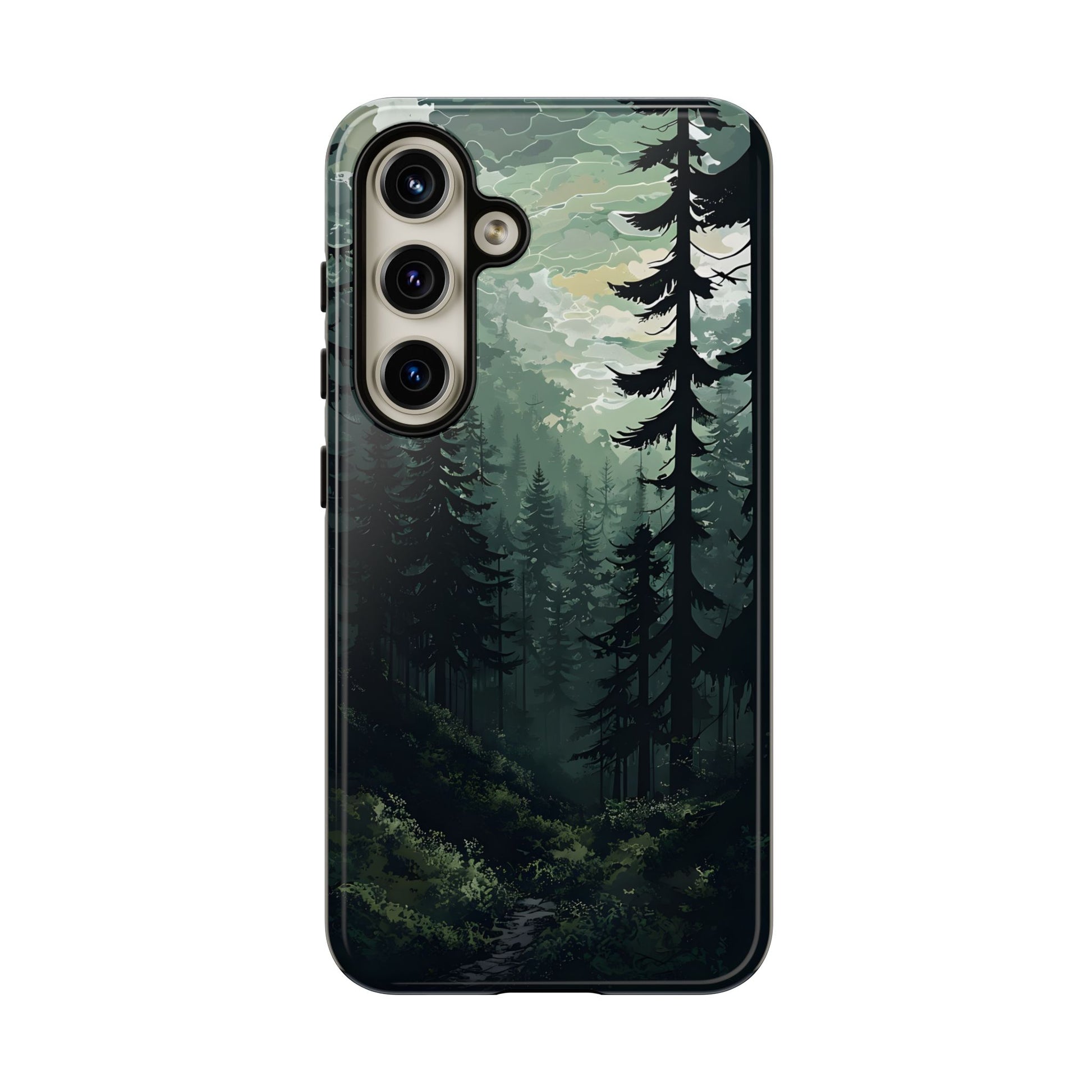 Phone Case, Serene Forest Landscape Digital Illustration Phone Case Cover, Tough Protective Cover, Unique Gift, Trendy
