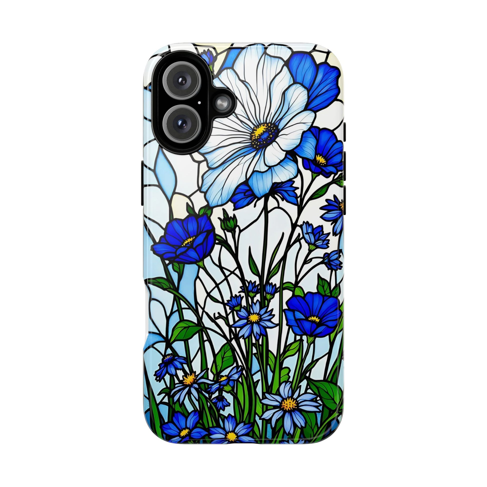 Botanical Stained Glass Tough Case - Floral Phone Cover, Protective Phone Case, Flower Pattern Phone Shell, Nature Inspired Smartphone Case,