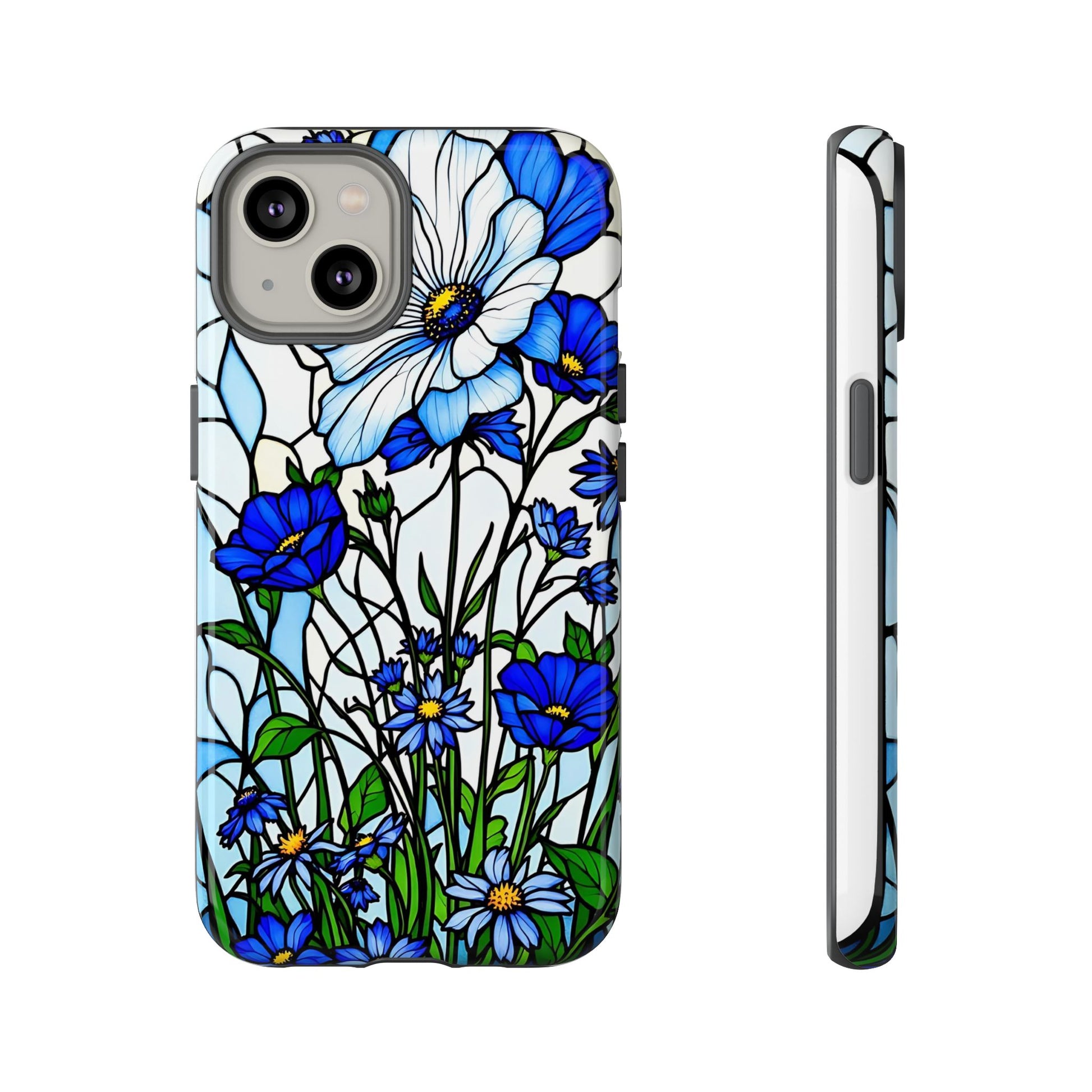 Botanical Stained Glass Tough Case - Floral Phone Cover, Protective Phone Case, Flower Pattern Phone Shell, Nature Inspired Smartphone Case,