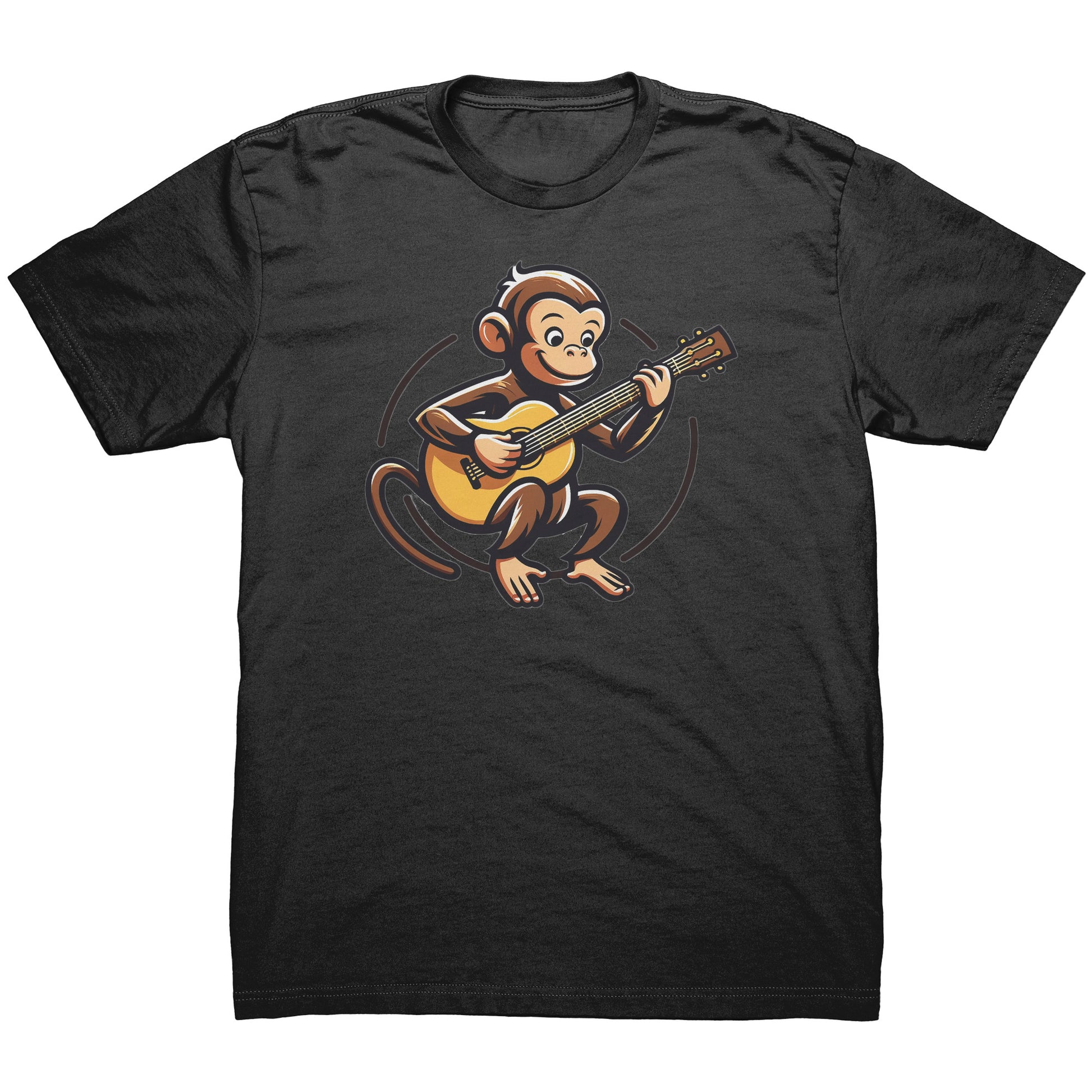 Friendly curious little guitar playing monkey