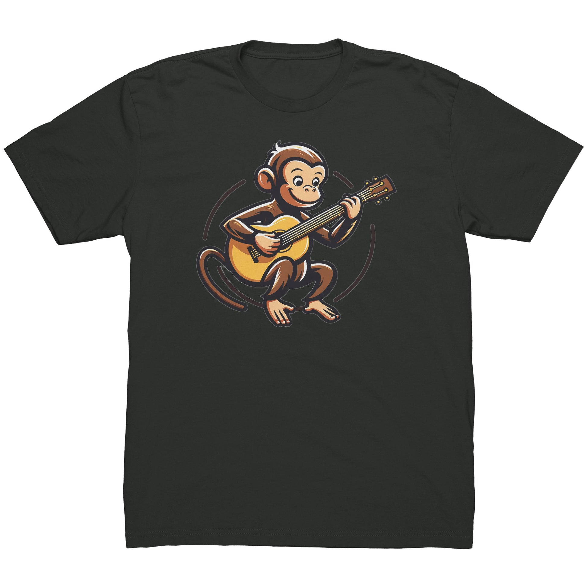 Friendly curious little guitar playing monkey