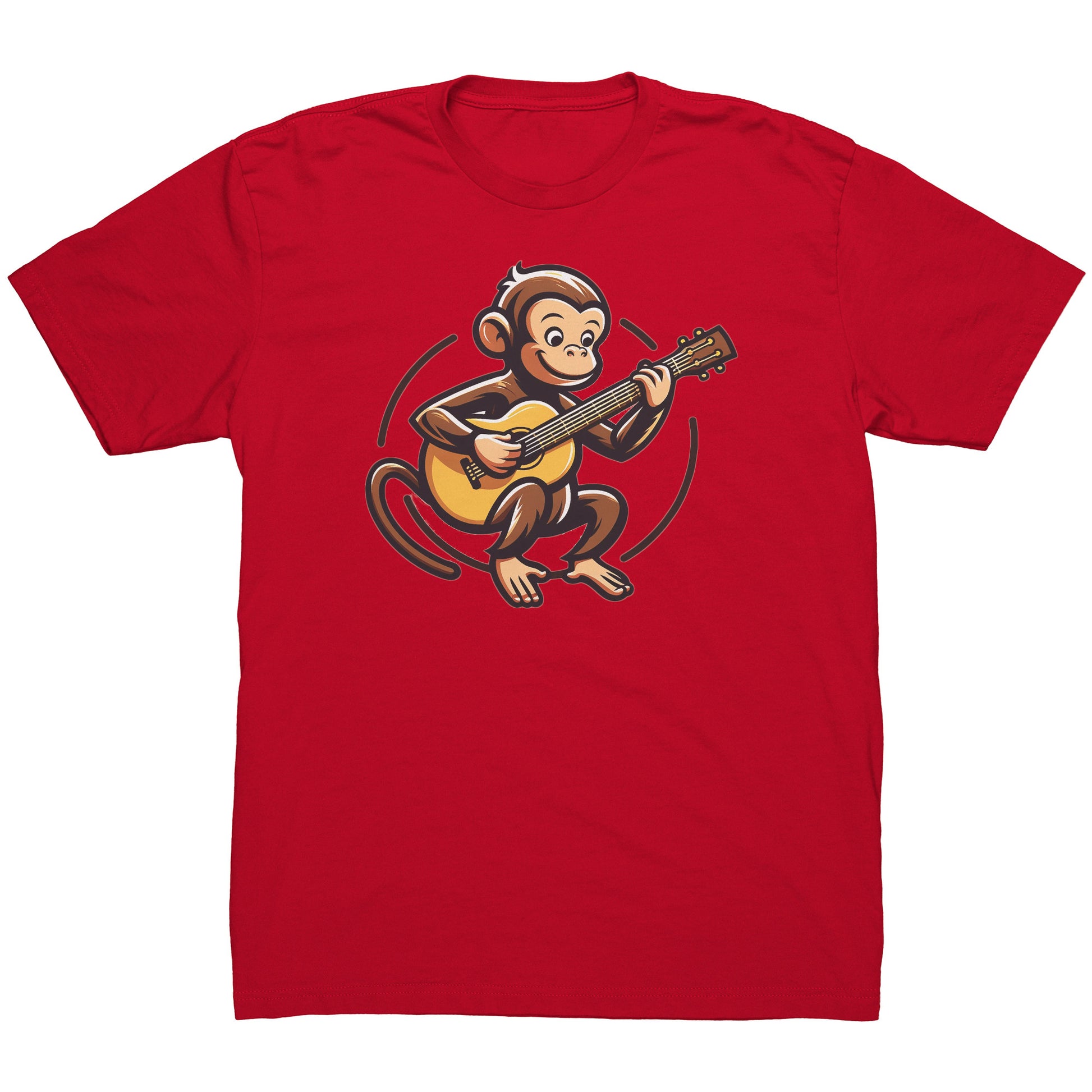 Friendly curious little guitar playing monkey
