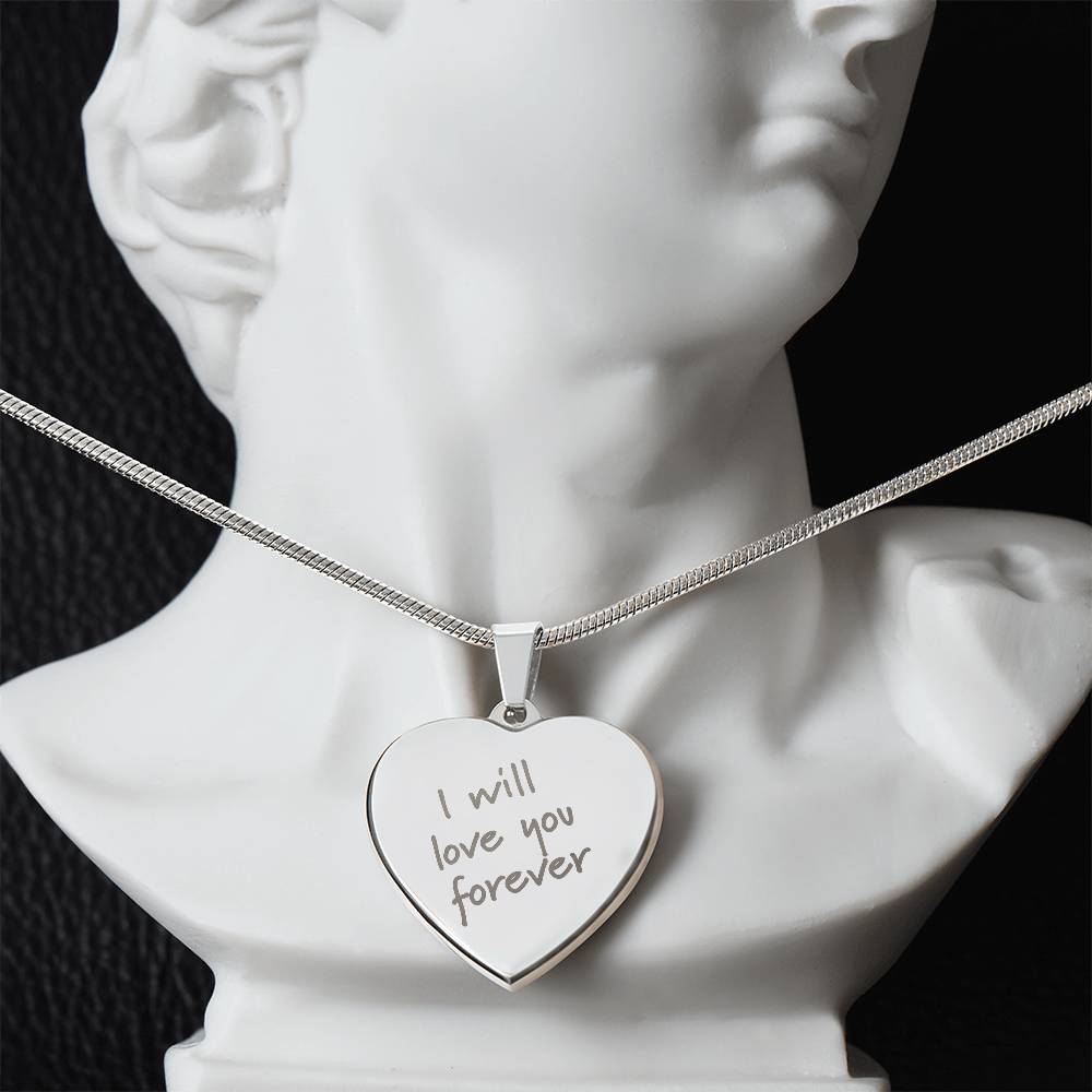 I will love you forever - Engraved Heart Pendant Necklace