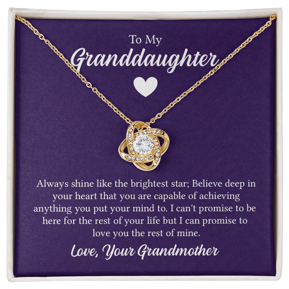 To my granddaughter - always shine like the brightest star Love Knot Necklace