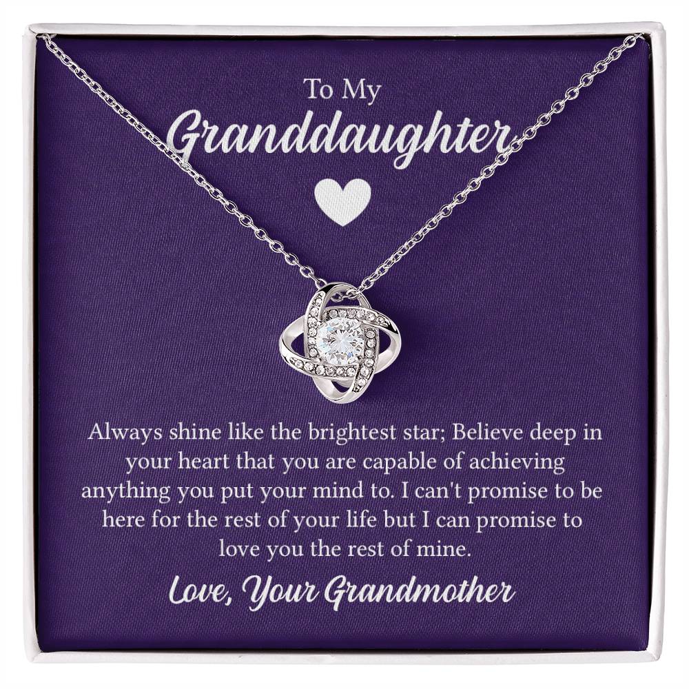 To my granddaughter - always shine like the brightest star Love Knot Necklace