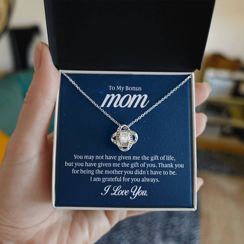 To my mom - you may not have given me the gift of life Love Knot Necklace