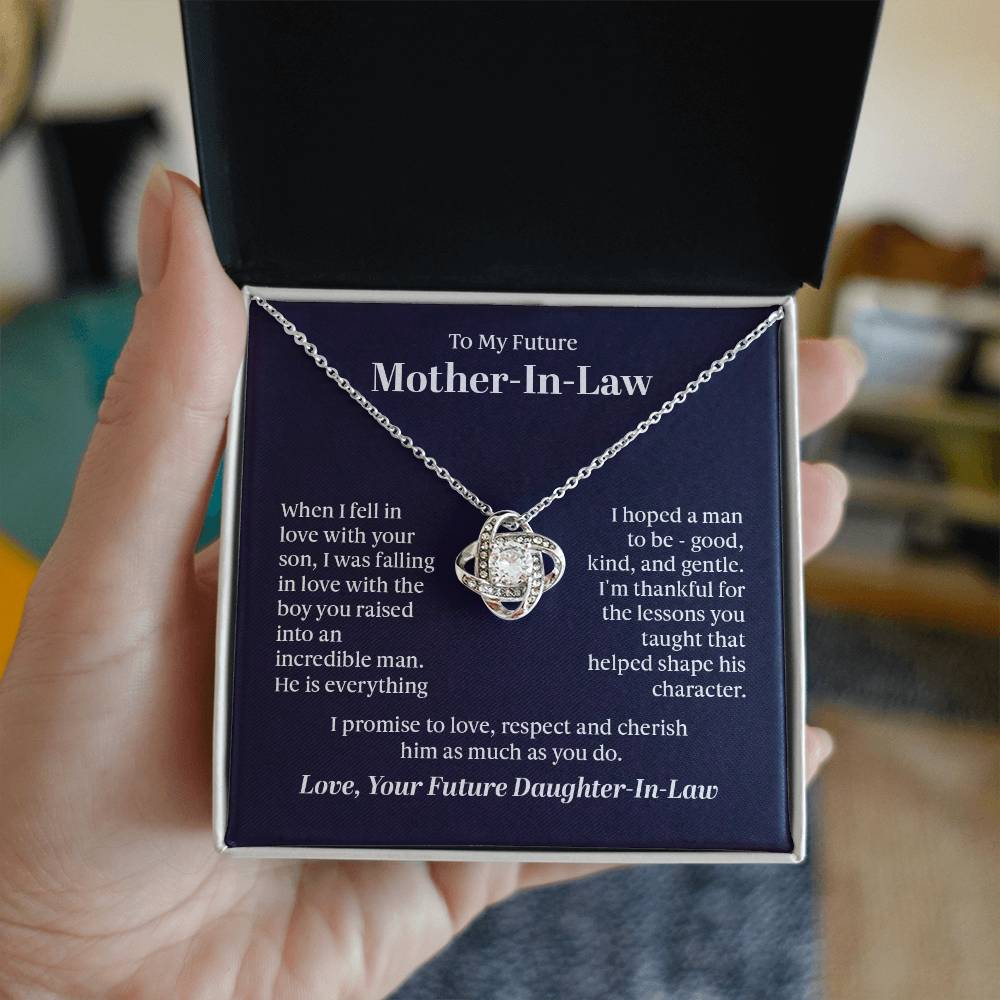 To my future mother  in  law - when i fell in love with your son Love Knot Necklace