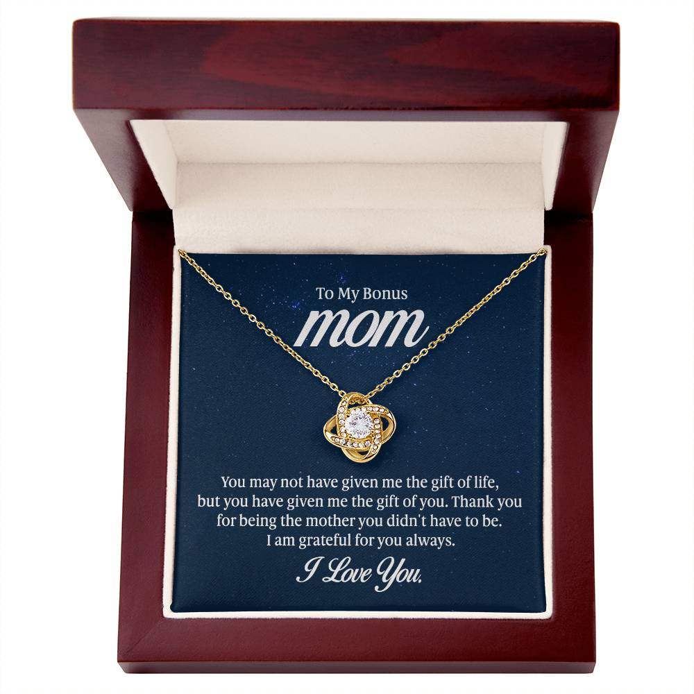 To my mom - you may not have given me the gift of life Love Knot Necklace