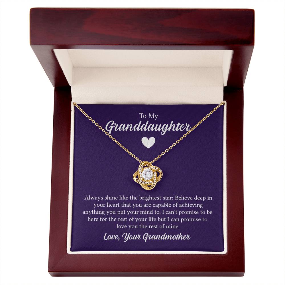 To my granddaughter - always shine like the brightest star Love Knot Necklace