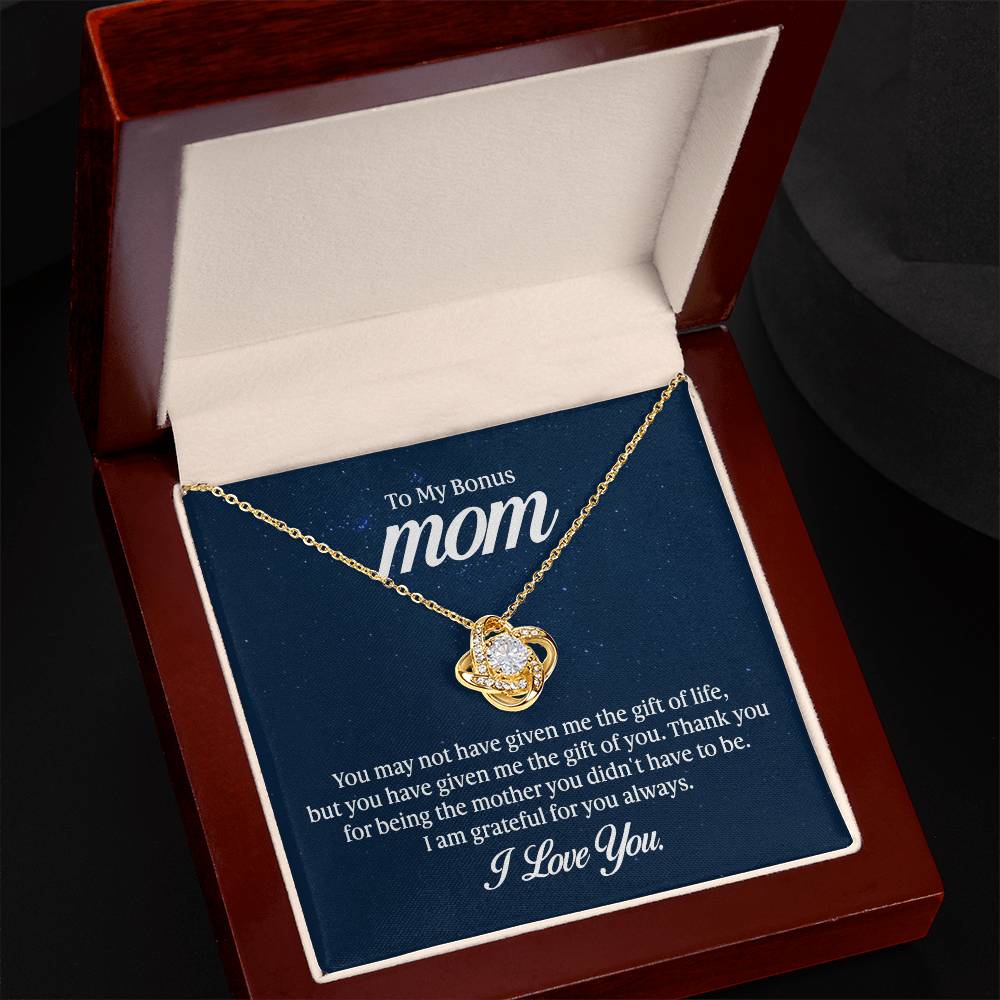 To my mom - you may not have given me the gift of life Love Knot Necklace