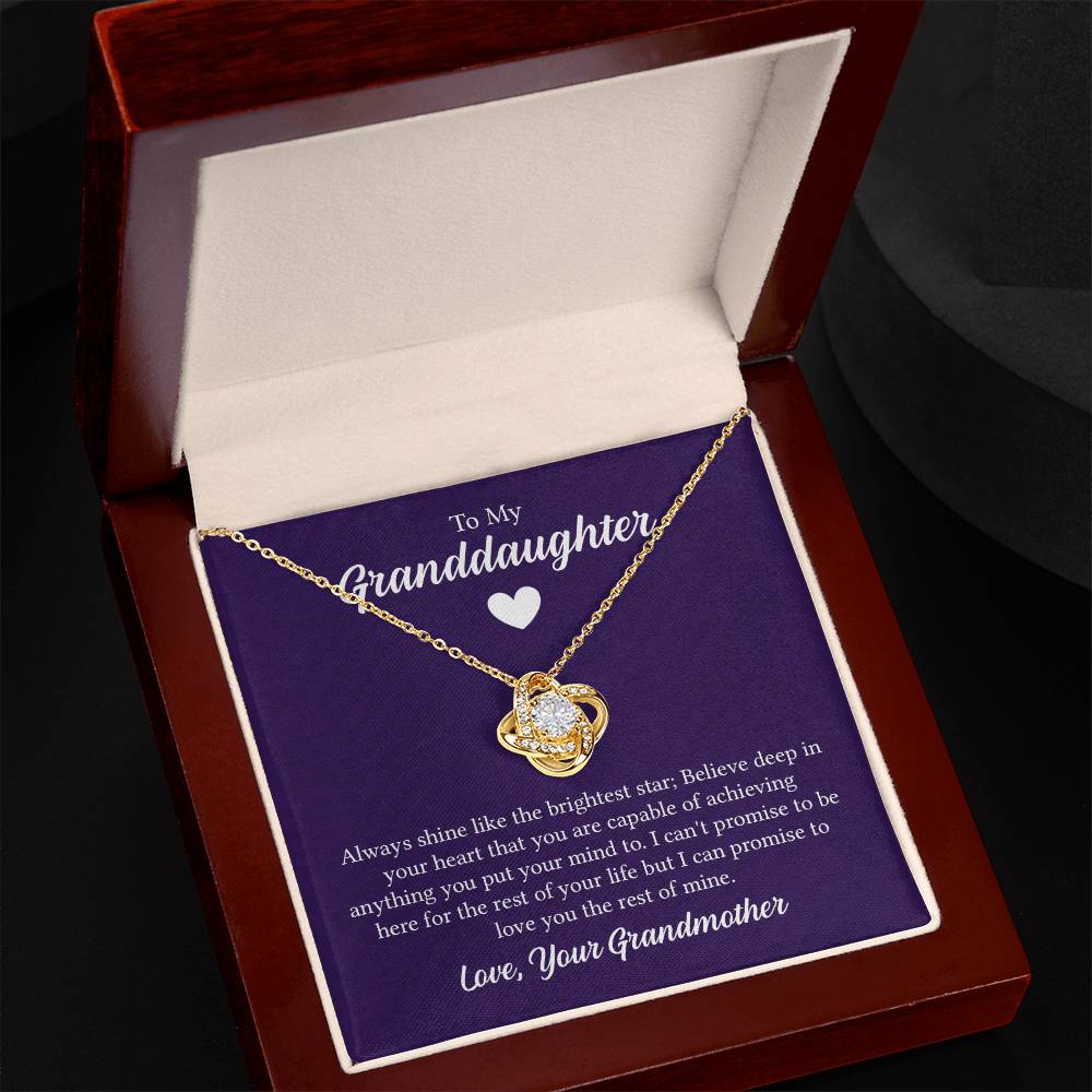 To my granddaughter - always shine like the brightest star Love Knot Necklace