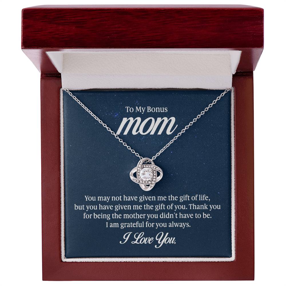 To my mom - you may not have given me the gift of life Love Knot Necklace