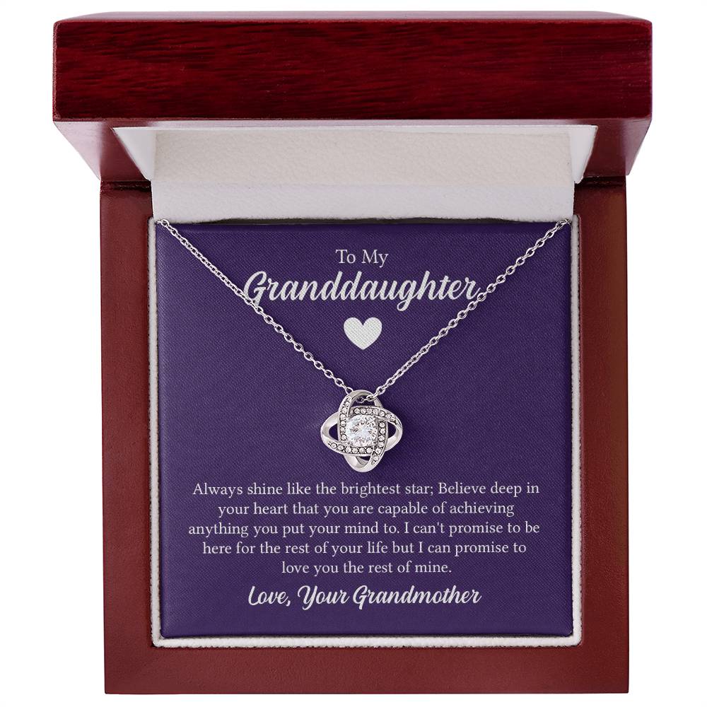 To my granddaughter - always shine like the brightest star Love Knot Necklace
