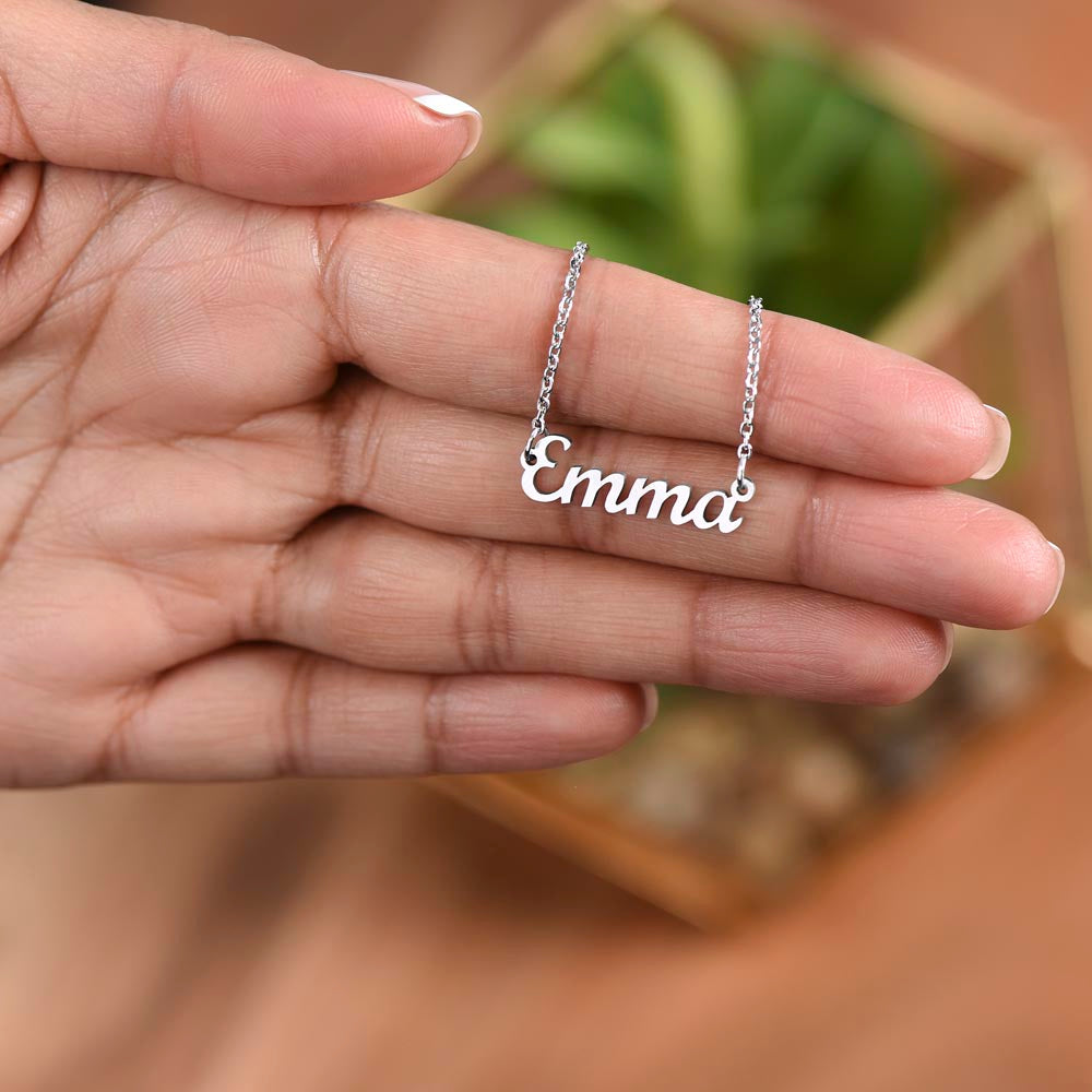To My Bonus Daughter - Personalized Name Necklace with message card